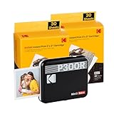 KODAK Mini 3 Retro 4Pass Tragbarer Fotodrucker (7,6 x 7,6 cm) – Paket mit 68 Blättern, schwarz