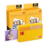 KODAK Mini 2 Retro 4PASS Mobiler Fotodrucker (5,3x8,6cm)- Paket met 68 Blatts, Gelb
